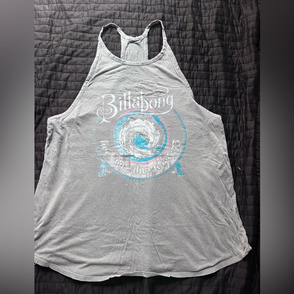 Billabong Light Gray Tank Top with Graphic